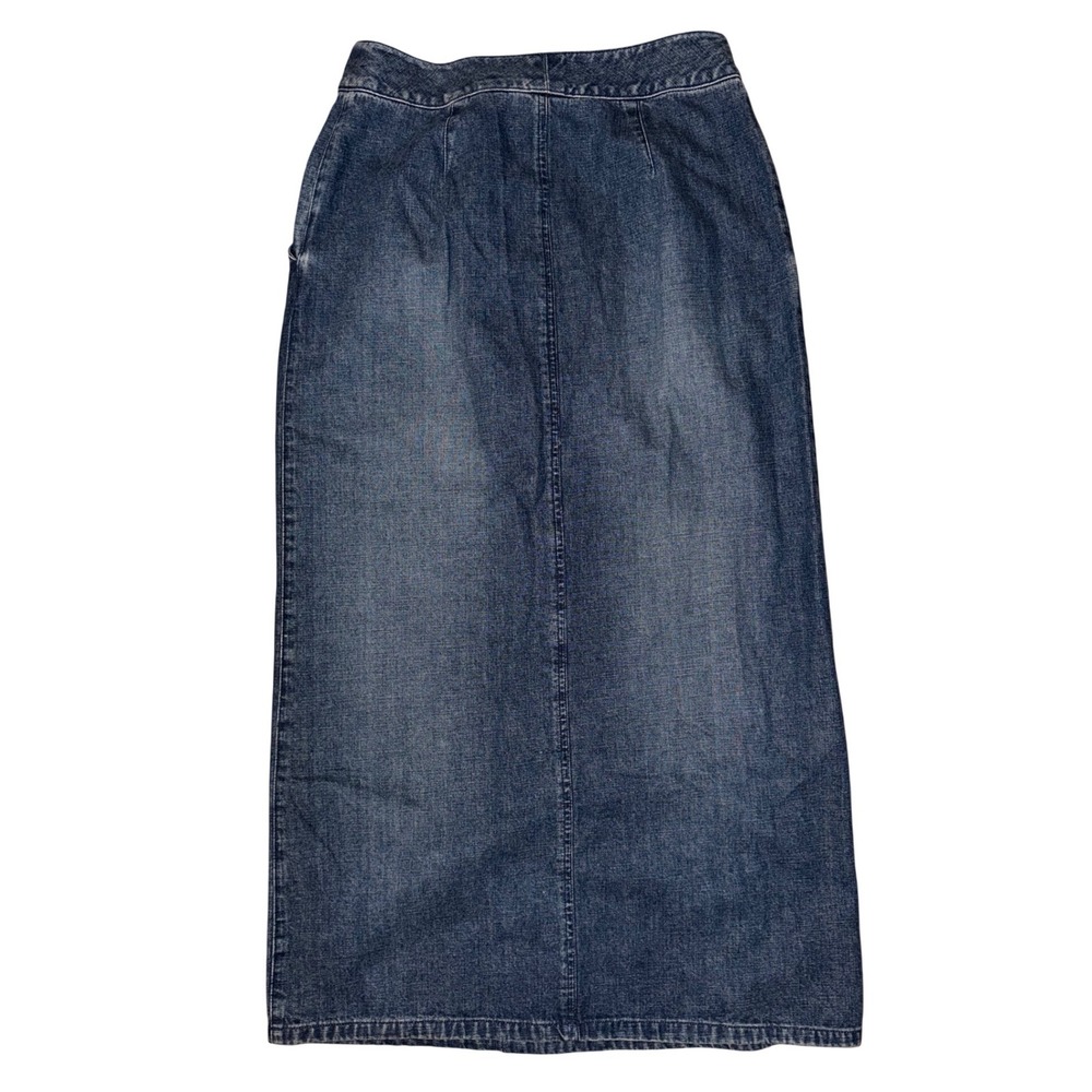 Vtg Liz‎ Claiborne Lizwear Jeans Denim Maxi Skirt Cotton Cottagecore Slit 6 K2 - Picture 8 of 9